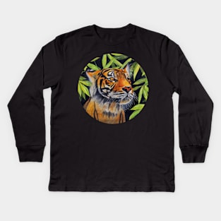 Tiger in the jungle Kids Long Sleeve T-Shirt